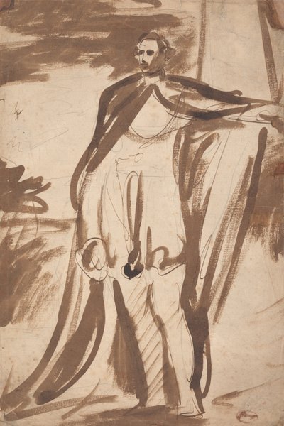 Lord Salisbury, de pie junto a un pilar de George Romney